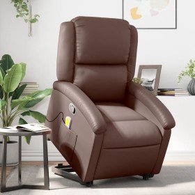 Sillón reclinable de masaje de pie de cuero sintético marrón en Sillones | Comprar online en Foru.es