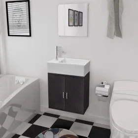 Conjunto de mueble y lavabo 3 piezas negro de vidaXL, Muebles de baño - Ref: Foro24-272227, Precio: 135,39 €, Descuento: %