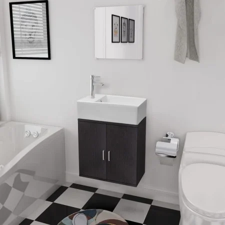 Conjunto de mueble y lavabo 3 piezas negro de vidaXL, Muebles de baño - Ref: Foro24-272227, Precio: 135,39 €, Descuento: %