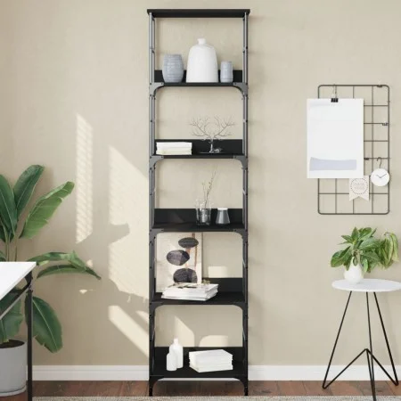 Estantería de madera de ingeniería negra 50x33x188,5 cm de , Librerías y estanterías - Ref: Foro24-835279, Precio: 66,02 €, D...