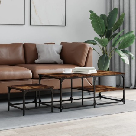 Mesas de centro apilables 2 pzas madera ingeniería roble humo de , Mesas de centro - Ref: Foro24-835396, Precio: 48,32 €, Des...