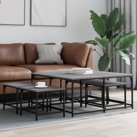 Mesas de centro apilables 5 pzas madera ingeniería gris Sonoma de , Mesas de centro - Ref: Foro24-835337, Precio: 111,62 €, D...