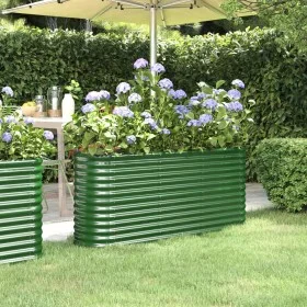 Green powder coated steel flower bed planter 152x40x68 cm by , Pots and planters - Ref: Foro24-318893, Price: 65,69 €, Discou...
