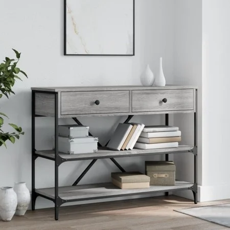 Mesa consola con cajones estantes madera ingeniería Sonoma gris de , Mesas auxiliares - Ref: Foro24-833406, Precio: 104,16 €,...