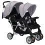 Carrito para 2 niños tandem de acero gris y negro de vidaXL, Cochecitos de bebé - Ref: Foro24-10113, Precio: 199,84 €, Descue...
