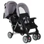 Carrito para 2 niños tandem de acero gris y negro de vidaXL, Cochecitos de bebé - Ref: Foro24-10113, Precio: 199,84 €, Descue...