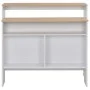 Hoher Bartisch mit 2 Tischplatten in Weiß und Eiche, 130x40x120 cm. von , Küchen- und Esstische - Ref: Foro24-280220, Preis: ...