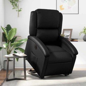 Sillón reclinable elevable eléctrico de cuero sintético negro en Sillones | Comprar online en Foru.es