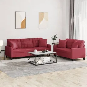 Juego de sofás con cojines 2 piezas cuero sintético rojo tinto de , Sofás - Ref: Foro24-3201391, Precio: 487,09 €, Descuento: %