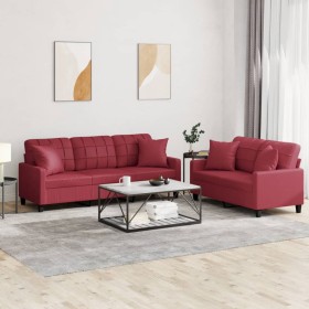 Juego de sofás con cojines 2 piezas cuero sintético rojo tinto de , Sofás - Ref: Foro24-3201391, Precio: 494,04 €, Descuento: %