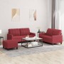 Juego de sofás con cojines 3 piezas cuero sintético rojo tinto de , Sofás - Ref: Foro24-3201366, Precio: 501,06 €, Descuento: %