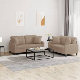 Juego de sofás con cojines 2 piezas cuero sintético capuchino de , Sofás - Ref: Foro24-3201372, Precio: 431,53 €, Descuento: %