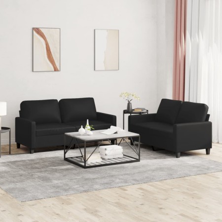 Juego de sofás con cojines 2 piezas cuero sintético negro de , Sofás - Ref: Foro24-3201408, Precio: 401,76 €, Descuento: %