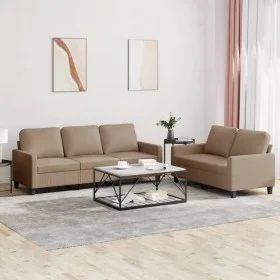 Juego de sofás con cojines 2 piezas cuero sintético capuchino by , Sofas - Ref: Foro24-3201422, Price: 430,24 €, Discount: %
