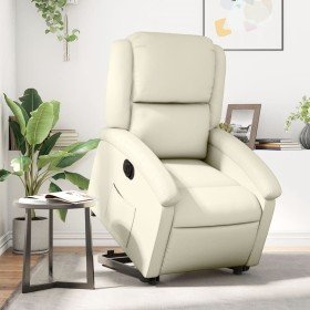 Sillón reclinable elevable eléctrico de cuero sintético crema en Sillones | Comprar online en Foru.es