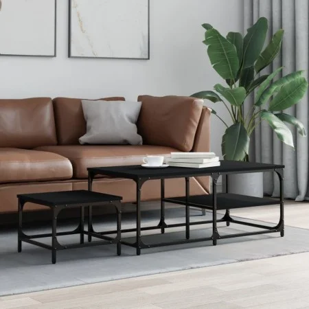 Mesas de centro apilables 2 piezas madera de ingeniería negro by , Coffee table - Ref: Foro24-835394, Price: 49,08 €, Discoun...