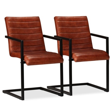 Sillas de comedor 2 unidades cuero auténtico marrón de , Sillas de comedor - Ref: Foro24-245658, Precio: 344,73 €, Descuento: %