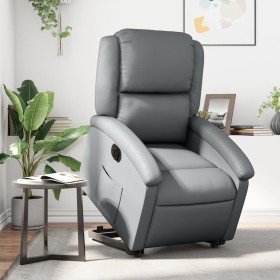 Sillón reclinable elevable eléctrico de cuero sintético gris en Sillones | Comprar online en Foru.es