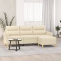 Sofá de 3 plazas con taburete de tela crema 180 cm de , Sofás - Ref: Foro24-3201075, Precio: 313,21 €, Descuento: %