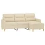 Sofá de 3 plazas con taburete de tela crema 180 cm de , Sofás - Ref: Foro24-3201075, Precio: 308,34 €, Descuento: %