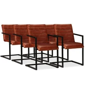 Dining chairs 6 units brown genuine leather by , dining chairs - Ref: Foro24-275239, Price: 1,00 €, Discount: %