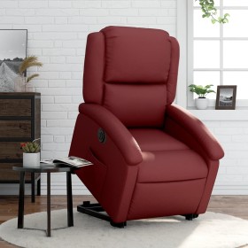 Sillón elevable eléctrico cuero artificial rojo tinto en Sillones | Comprar online en Foru.es