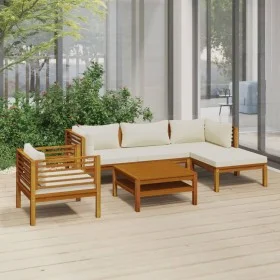 Muebles de jardín 6 pzas cojines crema madera maciza de acacia de , Conjuntos de jardín - Ref: Foro24-3086928, Precio: 708,75...