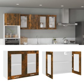 Armario vitrina colgante madera roble ahumado 80x31x60 cm de , Armarios de cocina - Ref: Foro24-815594, Precio: 61,64 €, Desc...