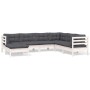 Muebles de jardín 8 pzas con cojines blanco madera de pino de , Conjuntos de jardín - Ref: Foro24-3096563, Precio: 587,02 €, ...