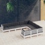Muebles de jardín 10 pzas y cojines blanco madera de pino de , Conjuntos de jardín - Ref: Foro24-3096996, Precio: 877,67 €, D...