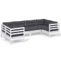Muebles de jardín 6 pzas con cojines blanco madera de pino de , Conjuntos de jardín - Ref: Foro24-3097296, Precio: 536,67 €, ...