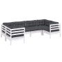 Muebles de jardín 6 pzas con cojines blanco madera de pino de , Conjuntos de jardín - Ref: Foro24-3097296, Precio: 536,67 €, ...