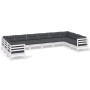 Muebles de jardín 10 pzas con cojines blanco madera de pino de , Conjuntos de jardín - Ref: Foro24-3097332, Precio: 877,67 €,...
