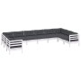 Muebles de jardín 10 pzas con cojines blanco madera de pino de , Conjuntos de jardín - Ref: Foro24-3097332, Precio: 877,67 €,...