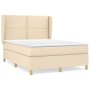 Cama box spring con colchón tela color crema 140x190 cm de , Camas y somieres - Ref: Foro24-3128442, Precio: 476,66 €, Descue...
