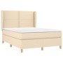 Cama box spring con colchón tela color crema 140x190 cm de , Camas y somieres - Ref: Foro24-3128442, Precio: 476,66 €, Descue...