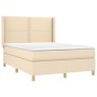 Cama box spring con colchón tela color crema 140x190 cm de , Camas y somieres - Ref: Foro24-3131910, Precio: 471,46 €, Descue...