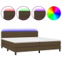 Cama box spring colchón luces LED tela marrón oscuro 200x200 cm de , Camas y somieres - Ref: Foro24-3133264, Precio: 592,97 €...