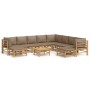 Set de muebles de jardín 11 piezas bambú y cojines gris taupé de , Conjuntos de jardín - Ref: Foro24-3155129, Precio: 1,00 €,...