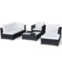Set muebles de jardín 6 piezas y cojines ratán sintético negro de vidaXL, Conjuntos de jardín - Ref: Foro24-41874, Precio: 62...