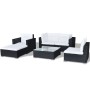Set muebles de jardín 6 piezas y cojines ratán sintético negro de vidaXL, Conjuntos de jardín - Ref: Foro24-41874, Precio: 62...