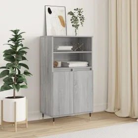Tall Sonoma Gray Plywood Sideboard 60x36x110 cm by , Sideboards - Ref: Foro24-831482, Price: 76,64 €, Discount: %