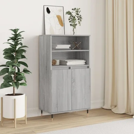 Tall Sonoma Gray Plywood Sideboard 60x36x110 cm by , Sideboards - Ref: Foro24-831482, Price: 76,64 €, Discount: %