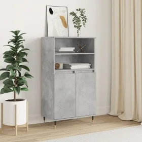 Aparador alto madera contrachapada gris hormigón 60x36x110 cm de , Aparadores - Ref: Foro24-831480, Precio: 71,66 €, Descuent...