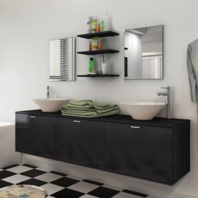 Conjunto de muebles de baño y lavabo 8 piezas negro de vidaXL, Muebles de baño - Ref: Foro24-272233, Precio: 348,09 €, Descue...