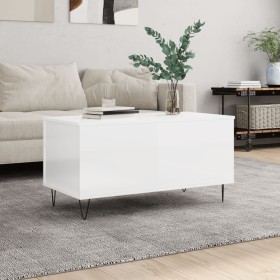 Mesa de centro madera contrachapada blanco brillo 90x44,5x45 cm de , Mesas de centro - Ref: Foro24-830974, Precio: 73,70 €, D...