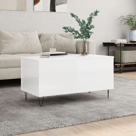 Glossy white plywood coffee table 90x44.5x45 cm by , Coffee table - Ref: Foro24-830974, Price: 72,81 €, Discount: %