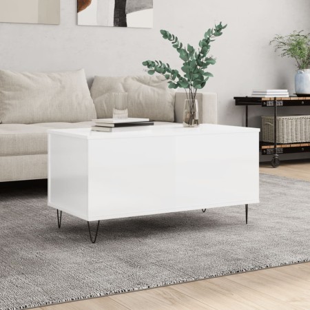 Mesa de centro madera contrachapada blanco brillo 90x44,5x45 cm de , Mesas de centro - Ref: Foro24-830974, Precio: 73,70 €, D...