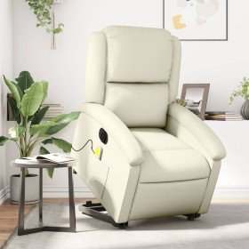Sillón de masaje elevable eléctrico cuero sintético crema en Sillones | Comprar online en Foru.es