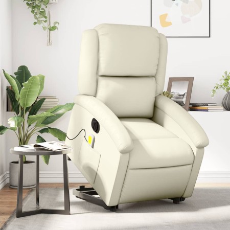 Sillón de masaje elevable eléctrico cuero sintético crema en Sillones | Comprar online en Foru.es